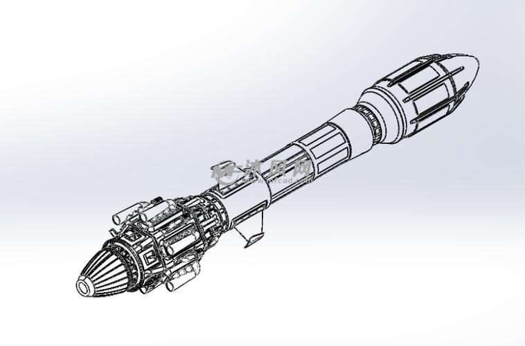 科幻导弹三维设计模型线框图
